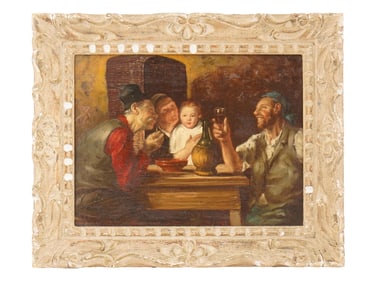 ANTIQUE DUTCH SCHOOL GENRE SCENE OIL PAINTING