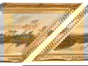 ANTIQUE ENGLISH OIL PAINTING SIGNED DANIEL SHERRIN