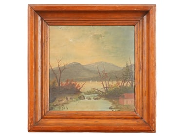 AMERICAN SCHOOL MOUNTAIN LANDSCAPE OIL PAINTING