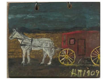 ATTR NIKO PIROSMANI GEORGIAN OIL PAINTING 1909