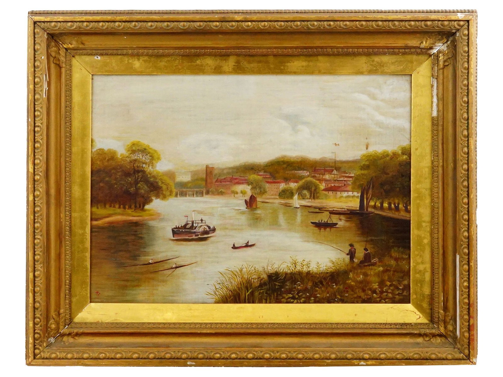 ANTIQUE EUROPEAN LANDSCAPE OIL PAINTING SIGNED (1 of 6)