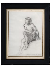 AMERICAN NUDE FEMALE DRAWING BY RAPHAEL SOYER