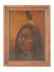 OIL ON BOARD PAINTING INDIAN CHIEF SIGNED J FLECK