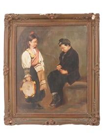 MAX SANDOR AUSTRIAN GENRE OIL PAINTING CHILDREN