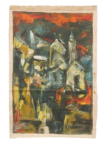 AFTER SH RAZA INDIAN CITYSCAPE OIL PAINTING