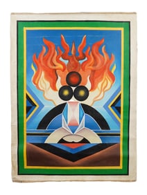 AFTER SANTOSH KASHMIRI ABSTRACT PAINTING WITH COA