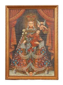 SPANISH COLONIAL CUSCO VIRGIN MARY MIX MEDIA ICON