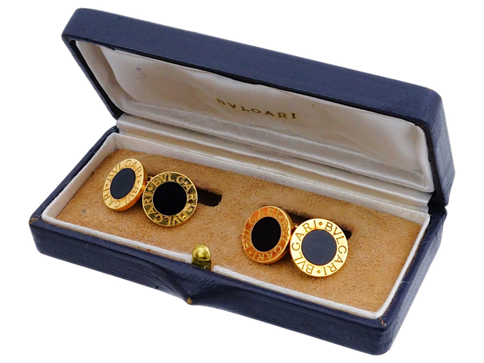 PAIR OF GOLD BVLGARI CUFFLINKS WITH BOX (1 of 10)