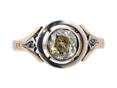 RUSSIAN 14K GOLD WITH OLD MINE CUT DIAMOND RING