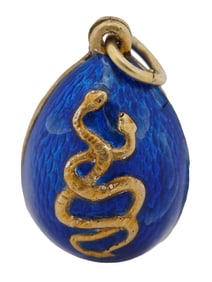 RUSSIAN SILVER GILT GUILLOCHE ENAMEL EGG PENDANT