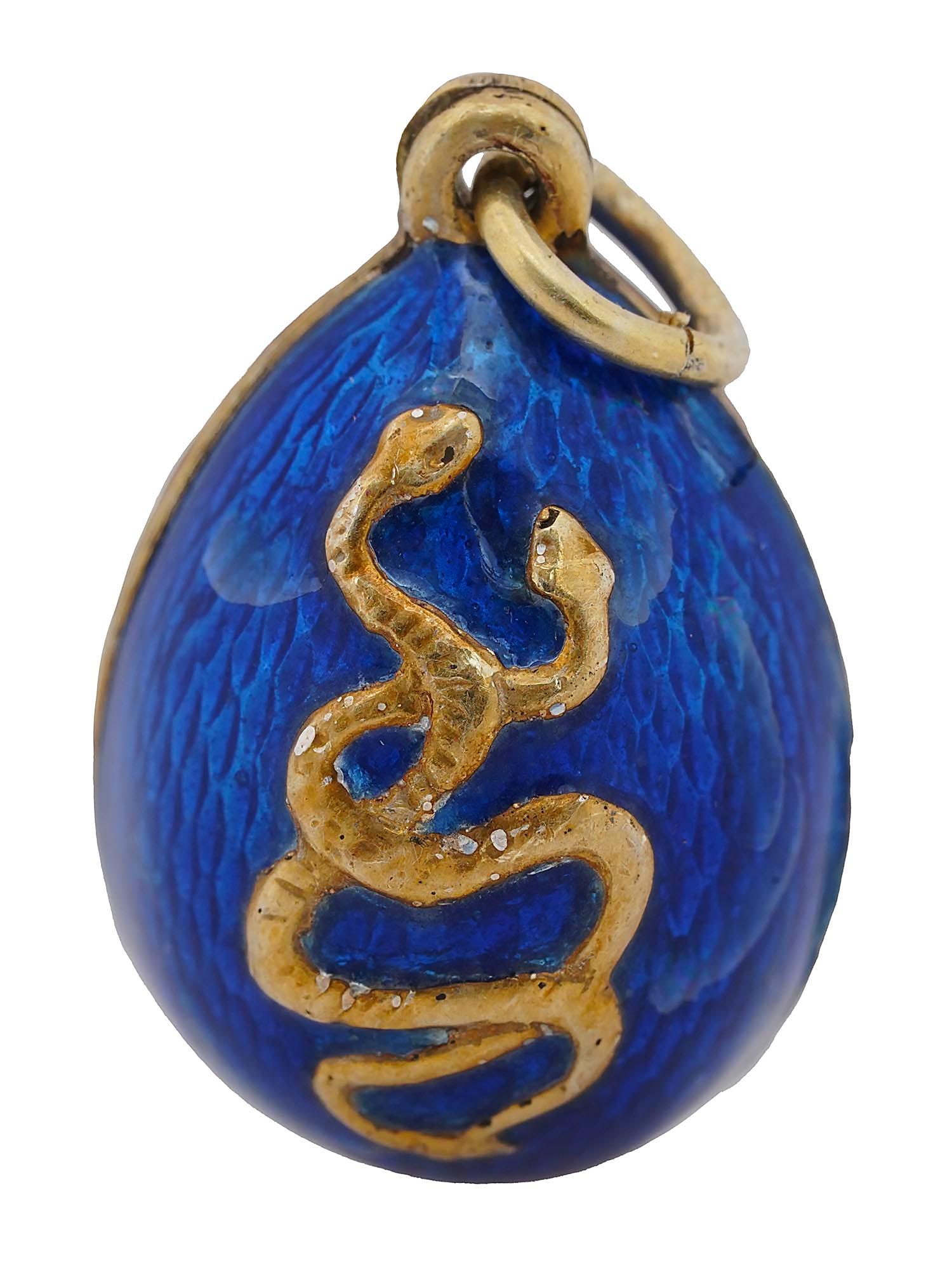 RUSSIAN SILVER GILT GUILLOCHE ENAMEL EGG PENDANT (1 of 7)