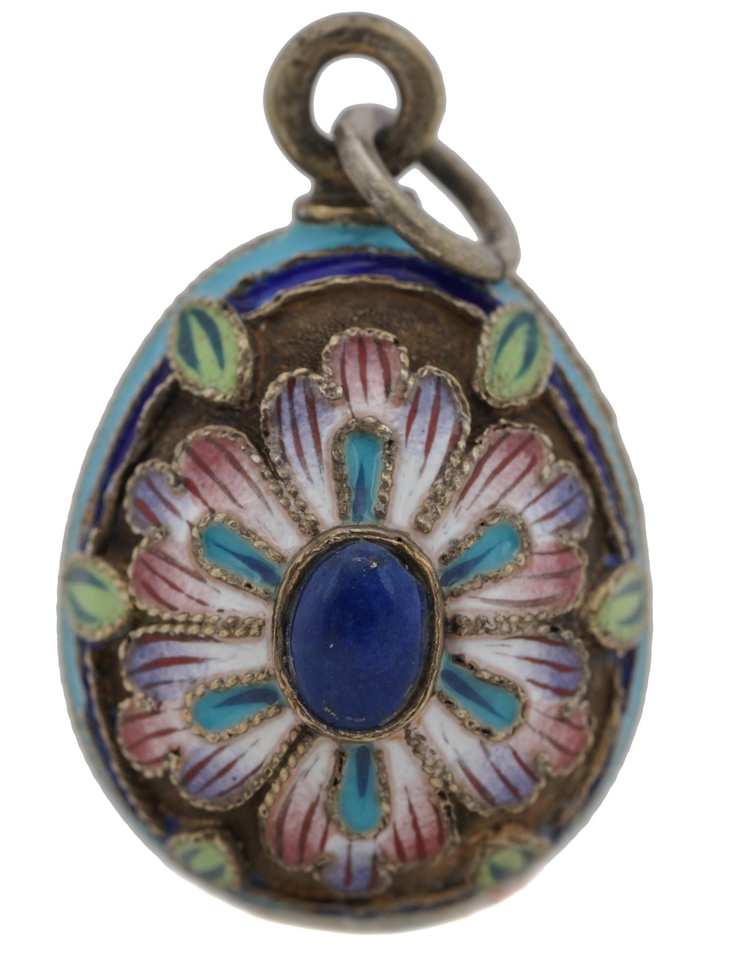 RUSSIAN GILT SILVER ENAMEL EASTER EGG PENDANT (1 of 6)