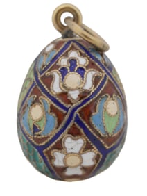 RUSSIAN GILT SILVER ENAMEL EASTER EGG PENDANT