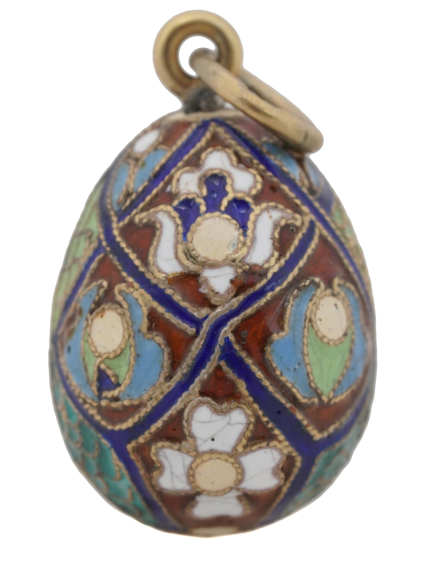 RUSSIAN GILT SILVER ENAMEL EASTER EGG PENDANT (1 of 8)