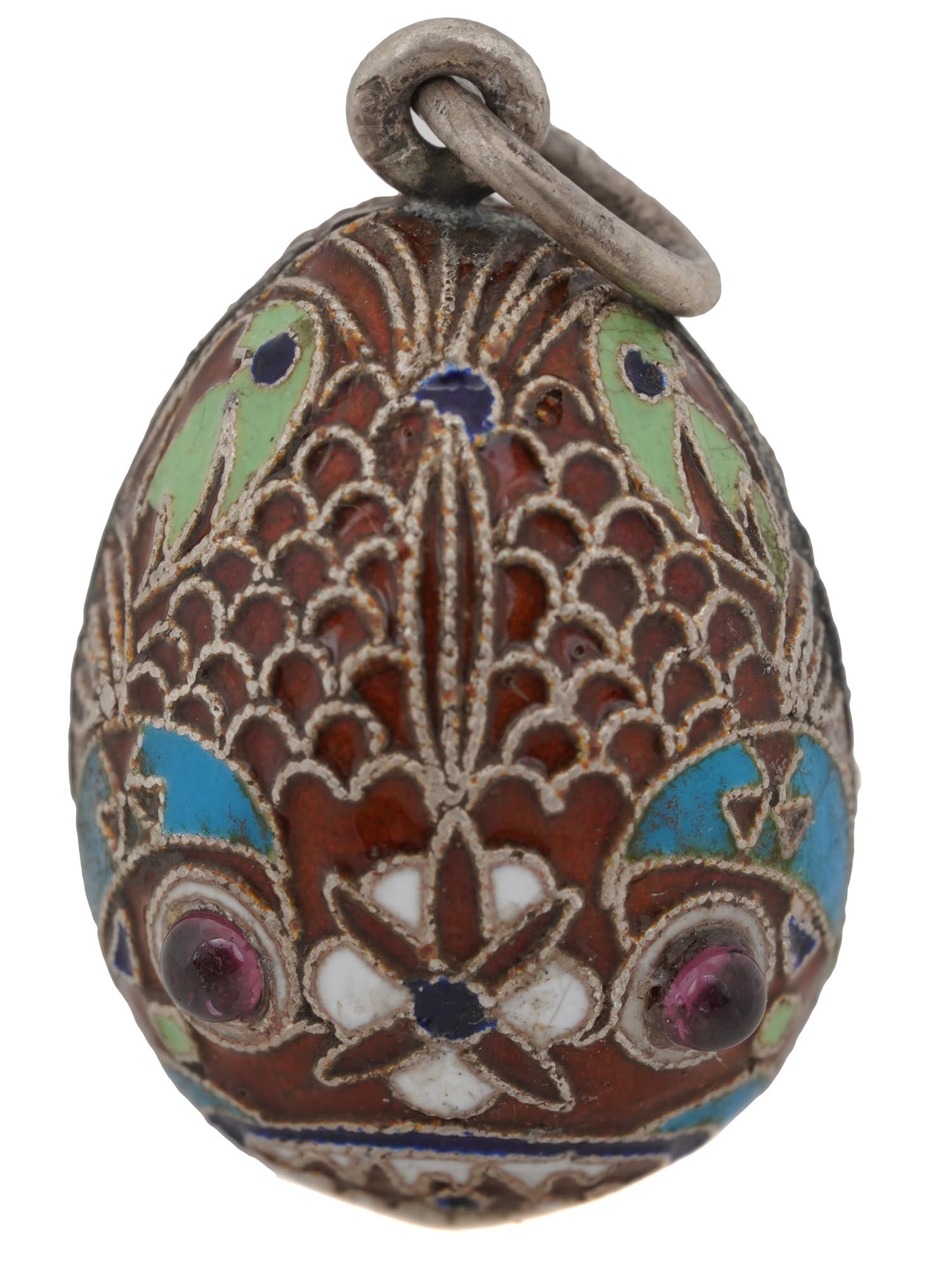 RUSSIAN 84 SILVER CLOISONNE ENAMEL EGG PENDANT (1 of 7)