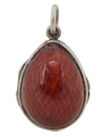 RUSSIAN 84 SILVER GUILLOCHE ENAMEL EGG LOCKET