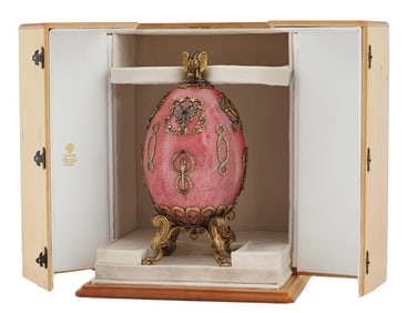 RUSSIAN 84 SILVER ENAMEL RHODONITE DIAMONDS EGG