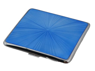 VINTAGE ENGLISH GEORGE VI SILVER ENAMEL CIGARETTE CASE