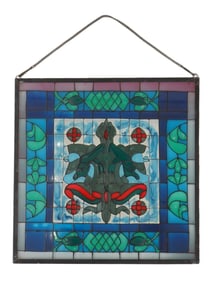 ART NOUVEAU STAINED GLASS WINDOW PANEL