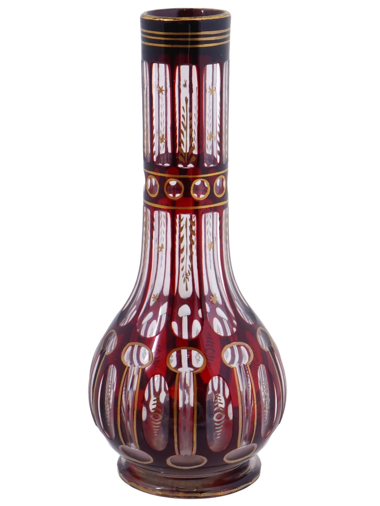 ANTIQUE 19TH C RUBY RED BOHEMIAN GLASS HOOKAH BASE (1 of 9)