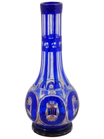 ANTIQUE 19TH C BLUE BOHEMIAN GLASS HOOKAH BASE