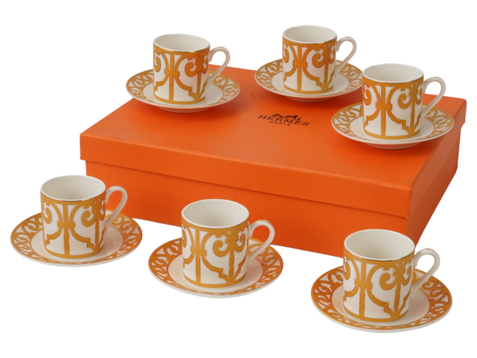 HERMES PARIS GUADALQUIVIR PORCELAIN COFFEE SET IOB (1 of 4)
