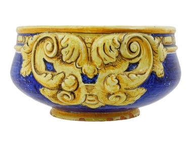 LARGE ITALIAN HAND PAINTED MAJOLICA CERAMIC BOWL