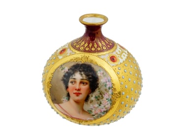 ROYAL VIENNA PORCELAIN CABINET VASE W PAINTING