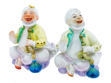 ANTIQUE MEISSEN PORCELAIN TURKISH SMOKERS FIGURES