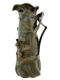 ANTIQUE BELGIUM ART NOUVEAU BRONZE VASE BY MALVAUX