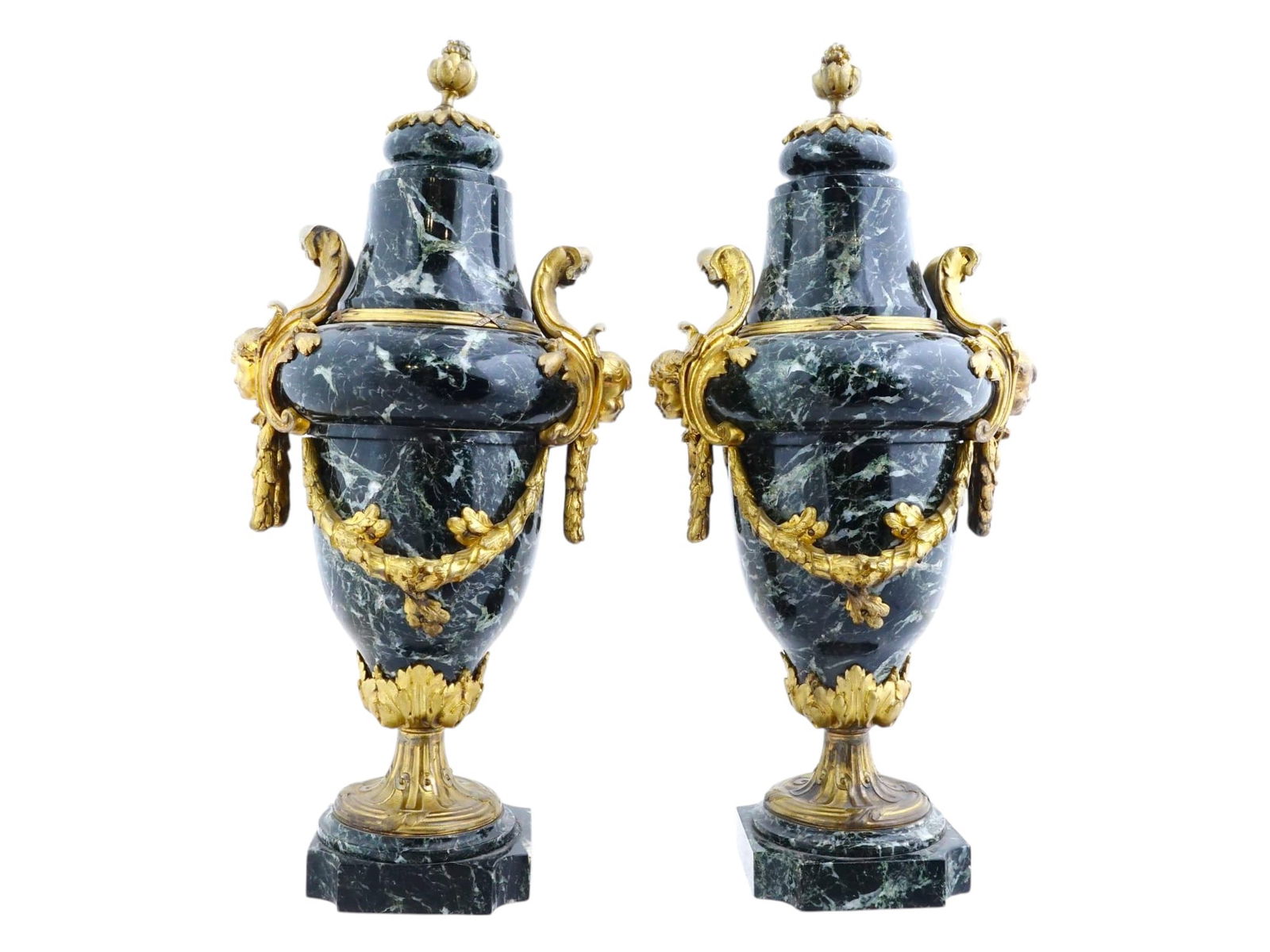 ANTIQUE NAPOLEON III MARBLE GILT BRONZE CASSOLETTES (1 of 10)