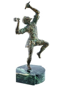MODERNIST JUDAICA BRONZE SCULPTURE ON MARBLE BASE