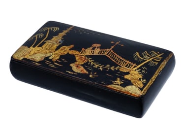 ANTIQUE 18TH C EUROPEAN CHINOISERIE LACQUERED BOX