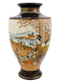 LARGE ANTIQUE JAPANESE POTTERY VASE BY SATSUMA