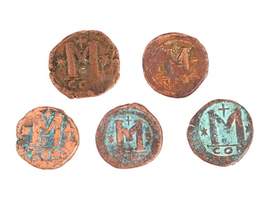 ANCIENT BYZANTINE BRONZE COINS 500 TO 700 AD