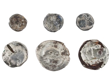 ANCIENT PHOENICIAN SILVER COINS OF VARIOUS SIZES AND DESIGNS