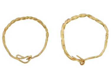 100 TO 300 AD ANCIENT ROMAN GOLD TWISTED EARRINGS