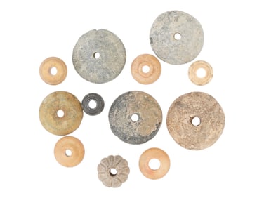 GROUP OF ANCIENT ROMAN SPINDLE WHORLS 100 TO 300 AD