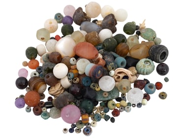 ANCIENT AMETHYST CORNELIAN AGATE GARNET GLASS BEADS