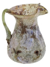 ANCIENT ROMAN GLASS OINOCHOE JUG 100 TO 300 AD