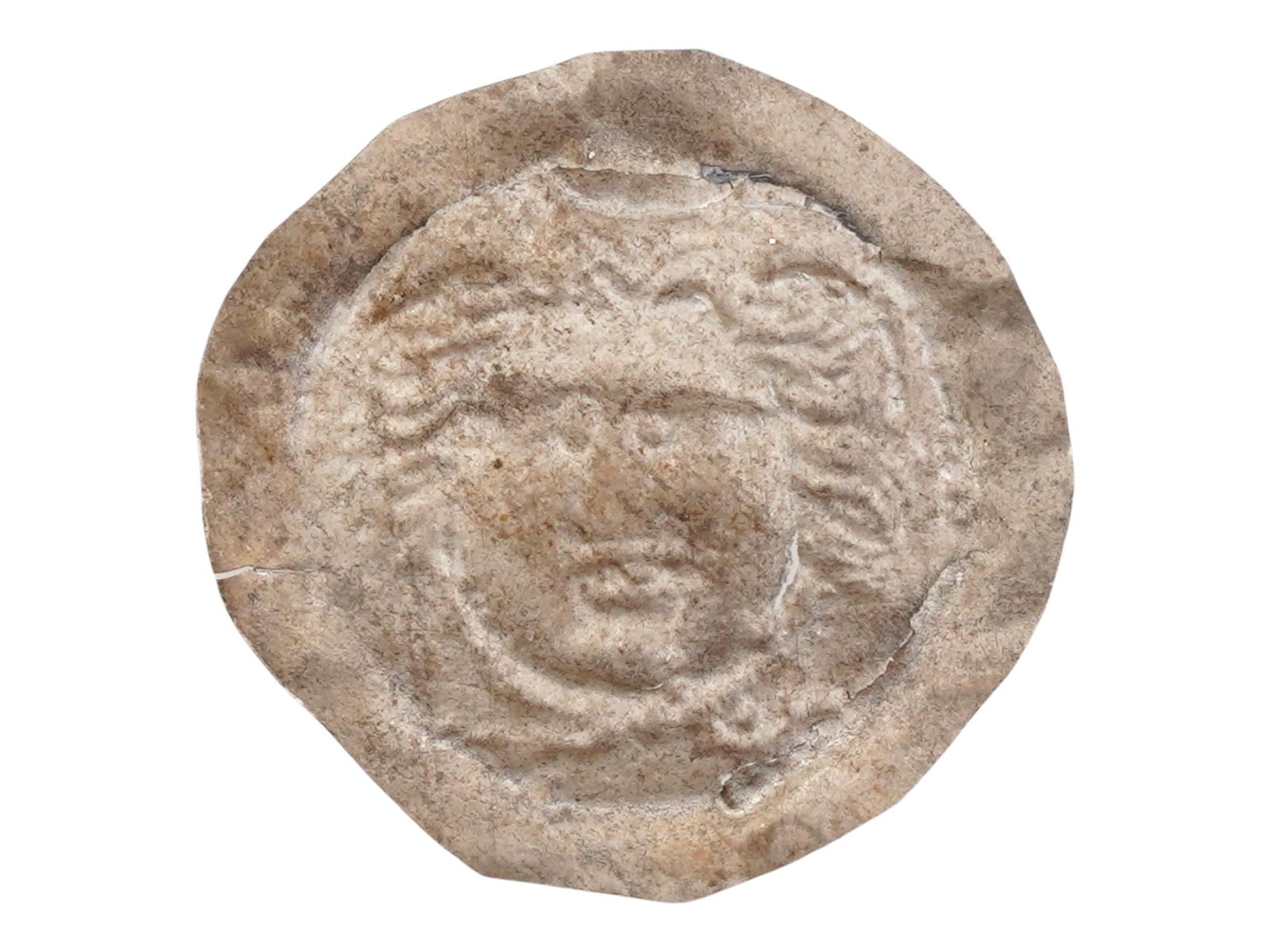 ANCIENT ROMAN SILVER MEDUSA GORGO PLAQUE 100 TO 300 AD (1 of 2)