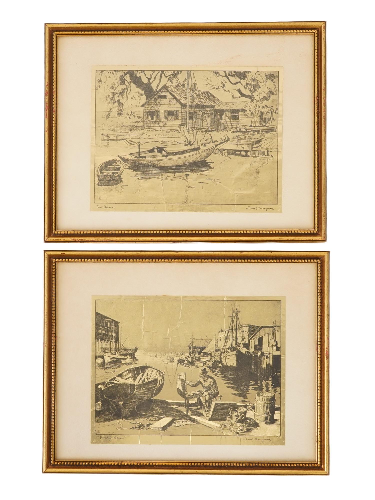 TWO GOLD LEAF LITHOGRAPHS BY LIONEL BARRYMORE (1 of 9)