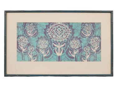 VINTAGE SILK PRINT WITH A STYLIZED FLORAL PATTERN
