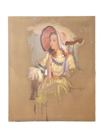 AFTER FREDERIC MIZEN AMERICAN PAINTING SEATED WOMAN