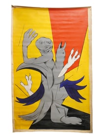 SIGNED TYEB MEHTA ACRYLIC PAINTING ON CANVAS 1995