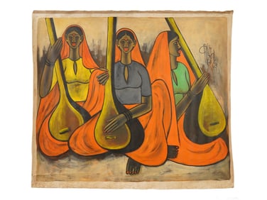 INDIAN PORTRAIT OIL PAINTING SIGNED B PRABHA