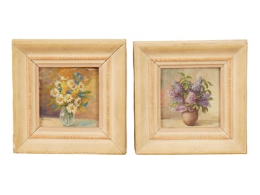 SMALL STILL LIFE OIL PAINTINGS SIGNED BY BLAHOVA