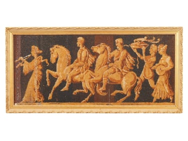 VINTAGE BEADED PAINTING OF ANCIENT GREEK FRIEZE