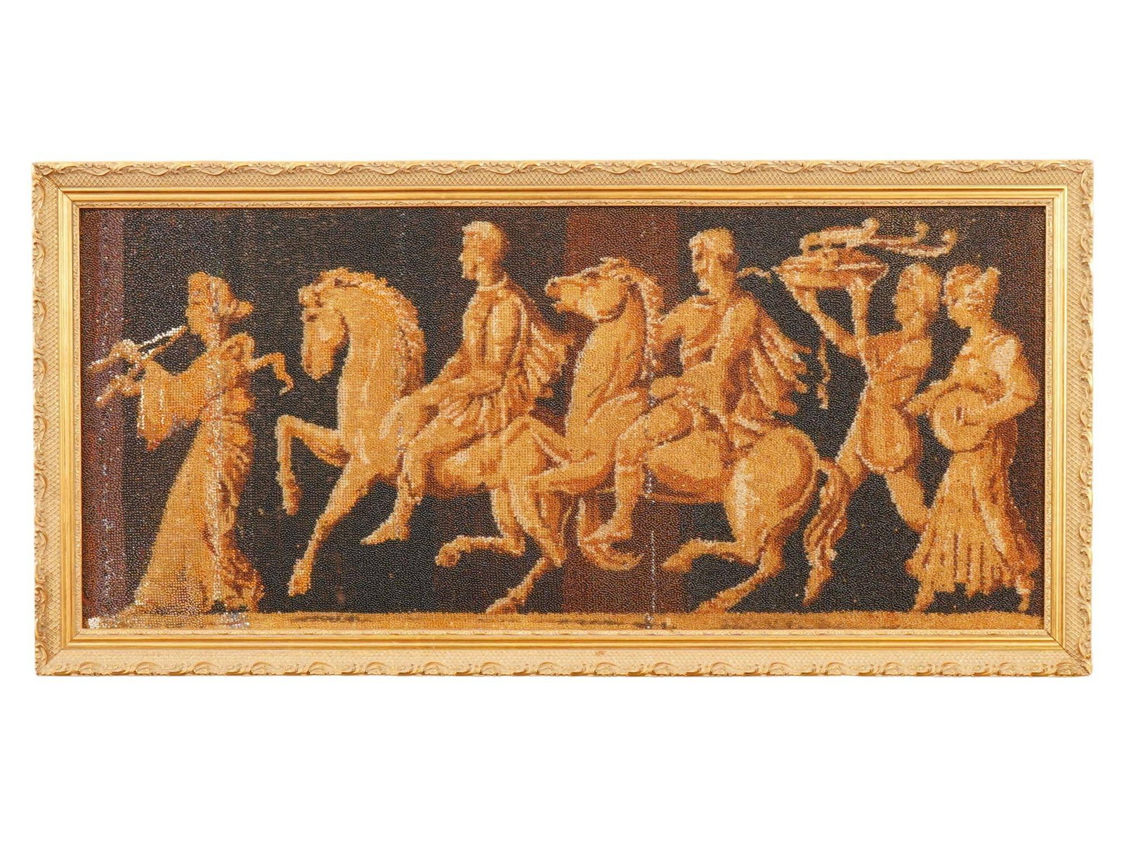 VINTAGE BEADED PAINTING OF ANCIENT GREEK FRIEZE (1 of 5)