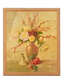 ALFONSO TORAN AMERICAN STILL LIFE PAINTING WITH BUDDHA